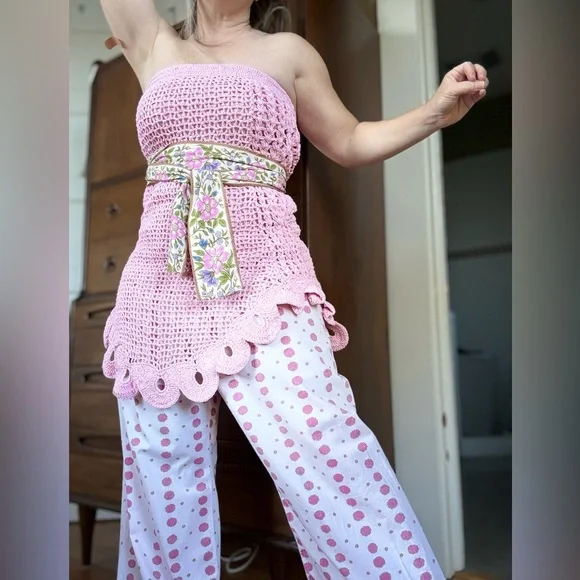 Chasing Unicorns Pink Moon Crochet Midi Skirt, Size S - Picture 6 of 16